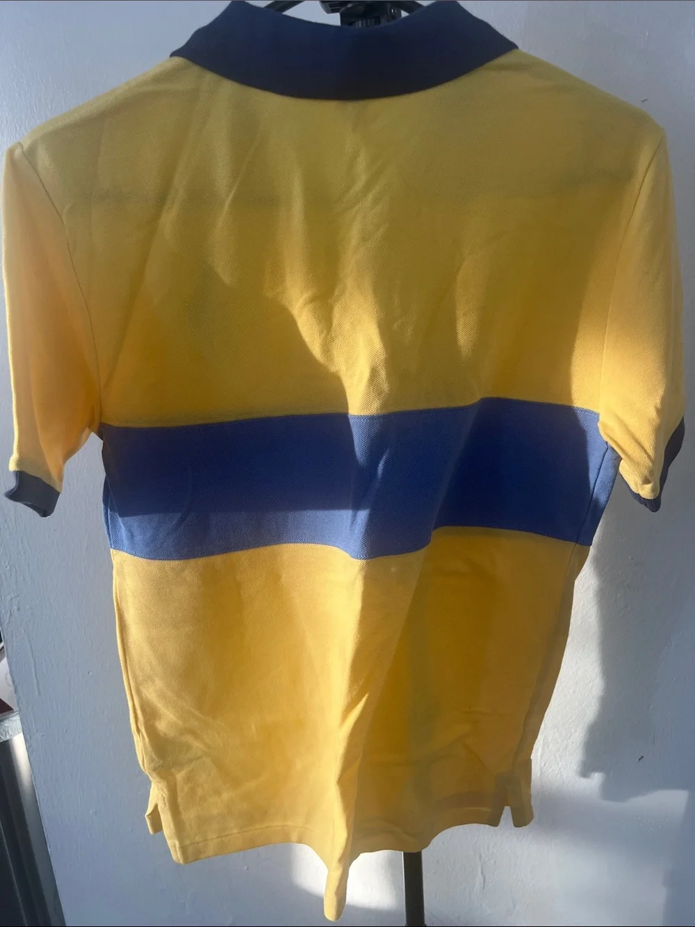 Polo by Ralph Lauren Yellow Polo with Blue Stripe and Navy Collar